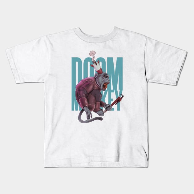 Doom Monkey (dark) Kids T-Shirt by jeffective